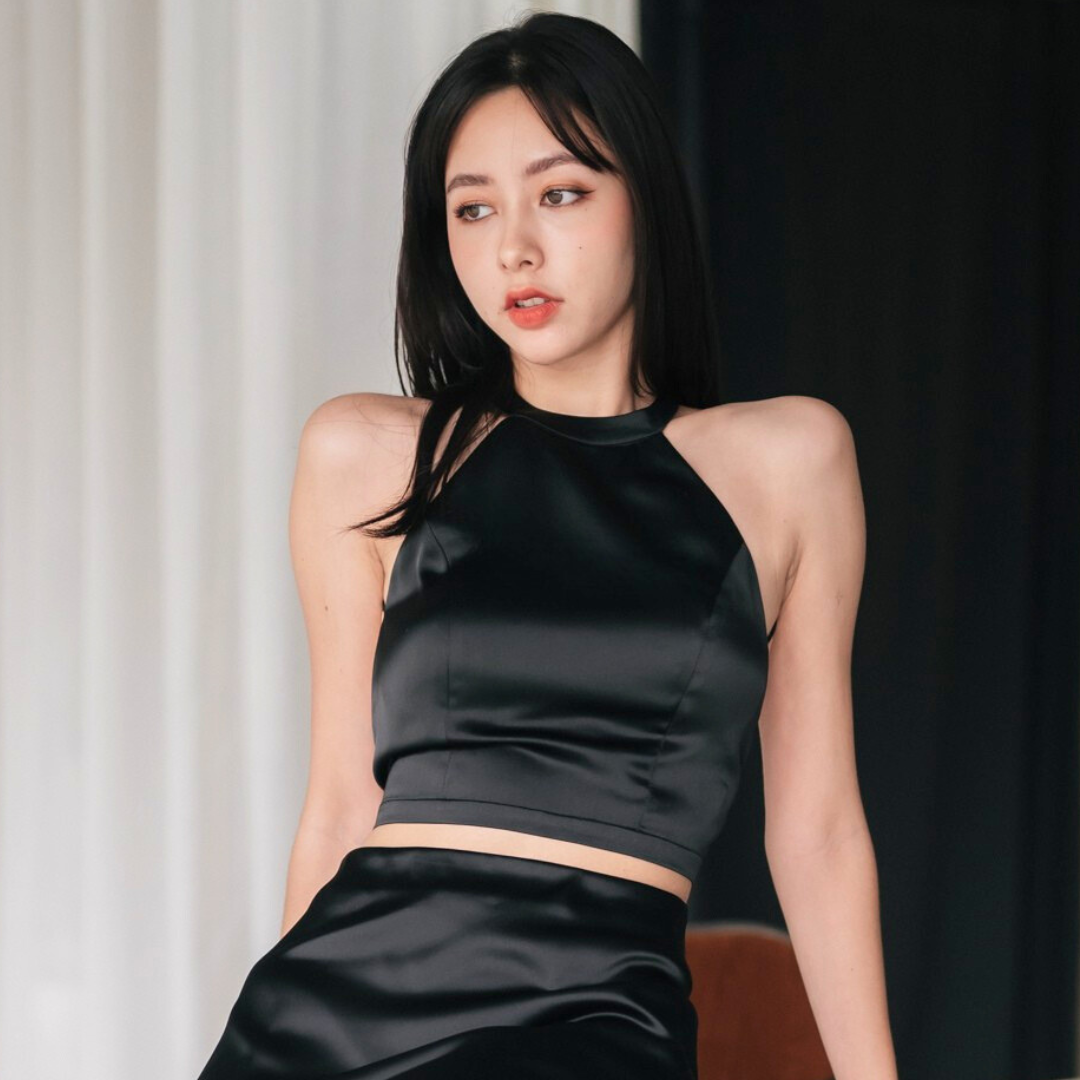 LISM S-037 Charm Curve Top เสื้อครอปผูกหลัง