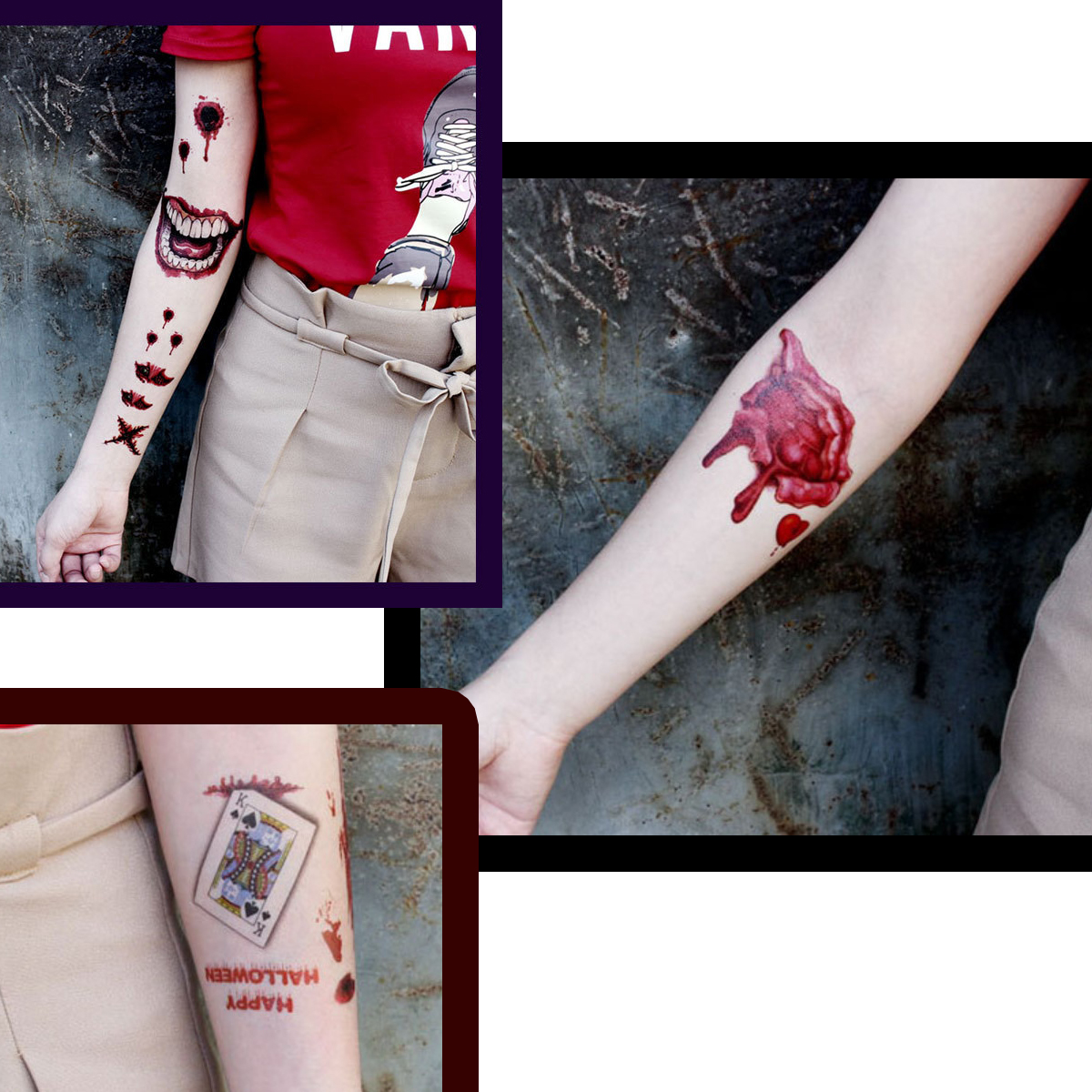 Tattoo Halloween แทททู ฮาโลวีน สติ๊กทูรอยแผล รอยสักชั่วคราว