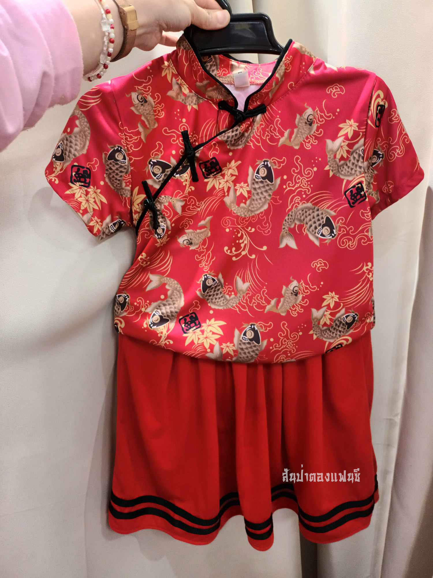 ชุดตรุษจีนเด็กผู้หญิง ชุดเซทเสื้อกระโปรง
