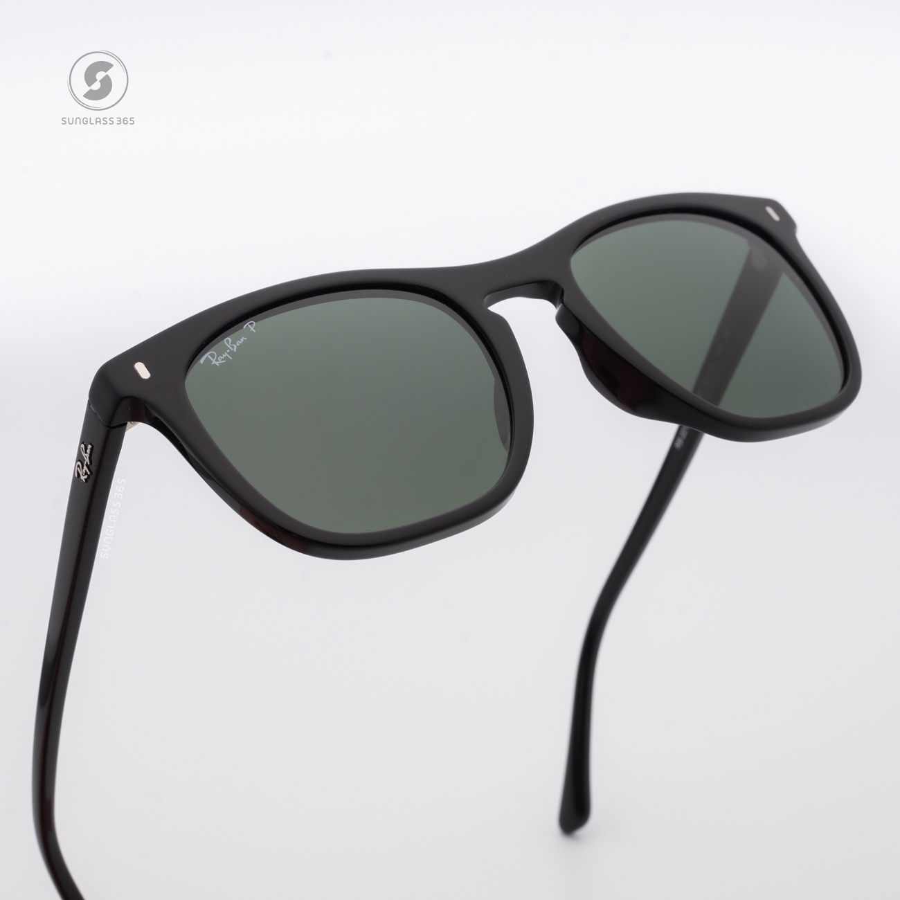 RayBan RB2210F 901/58 Black Green Polarized