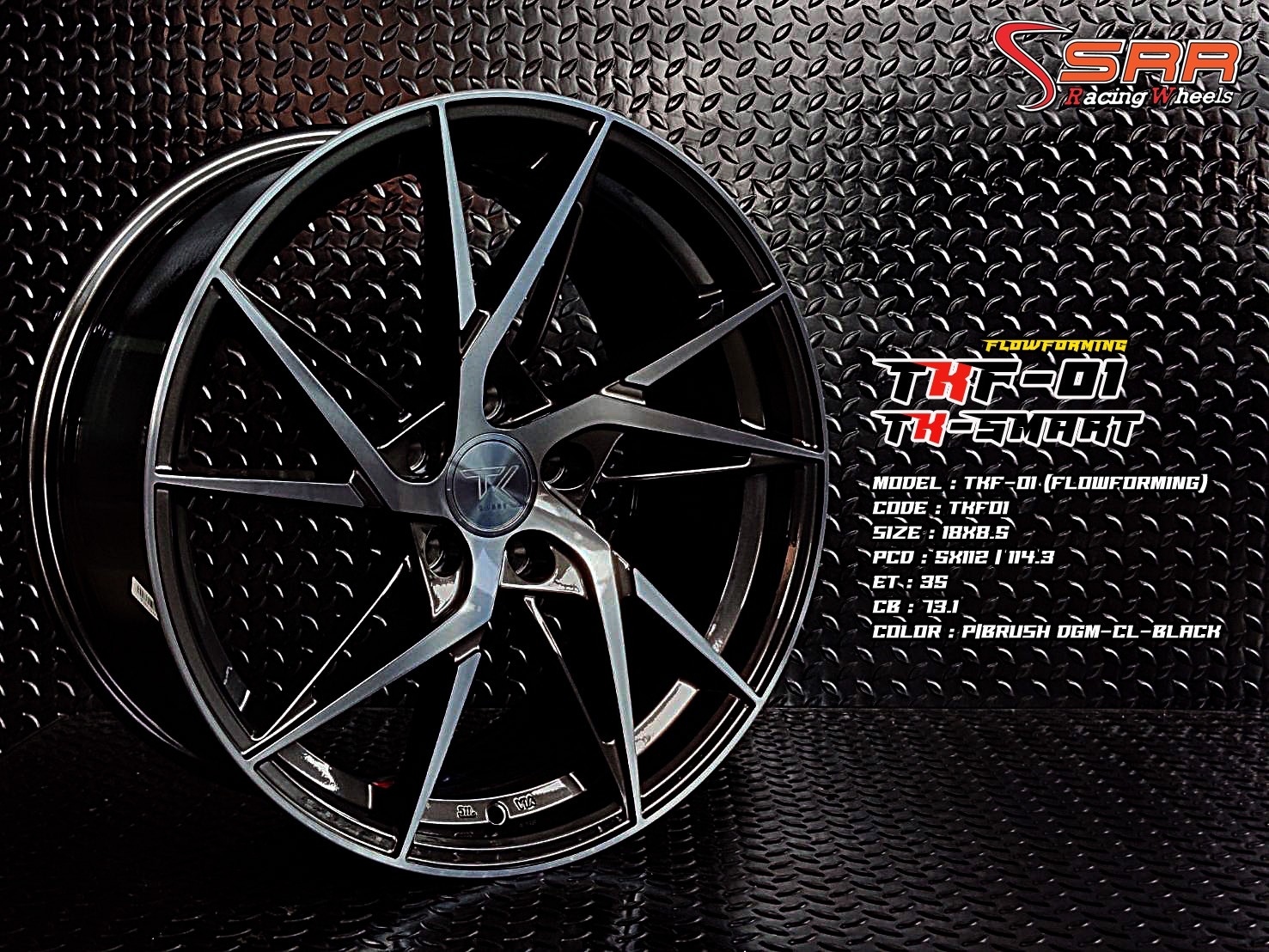 TKF01 18X8.5 5X112-114.3 35 P-BRUSH DGM-CL-BLACK