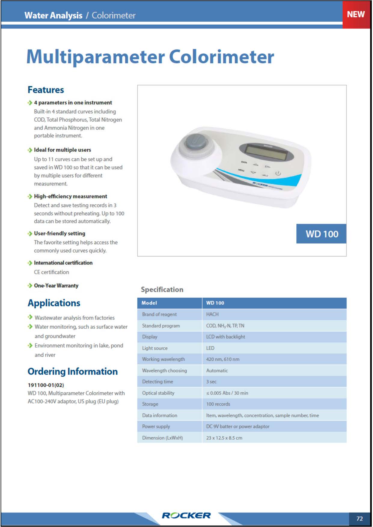 WD 100 Multiparameter Colorimeter