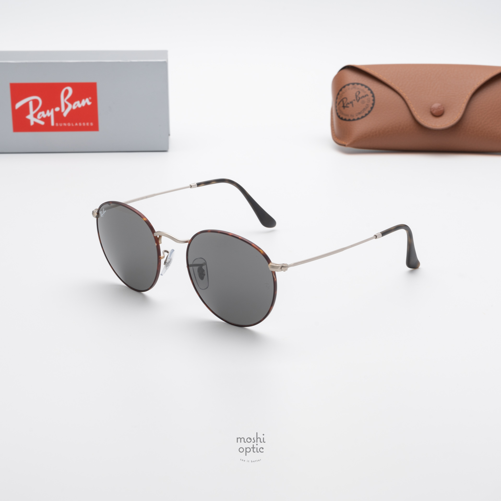 RayBan Round Metal RB3447 9277B1 Matte Havana on Matte Silver