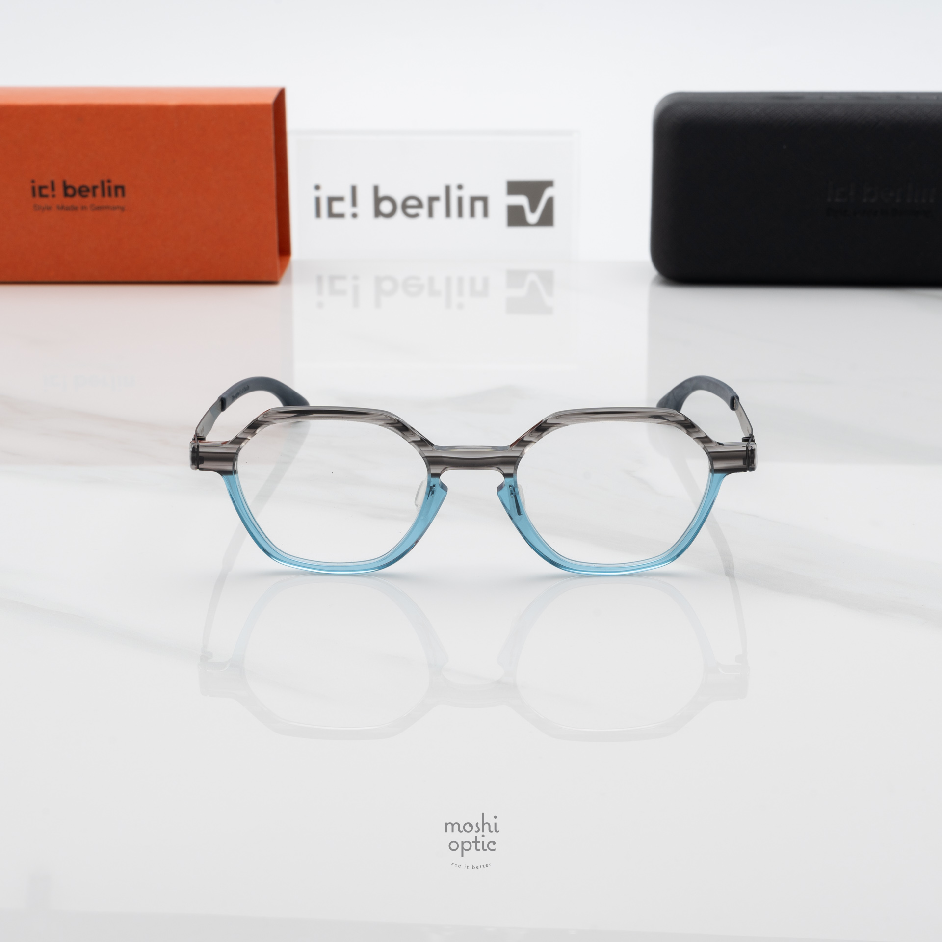 กรอบแว่น IC BERLIN Shirakawa-Go Stripe G. Grey Aqua