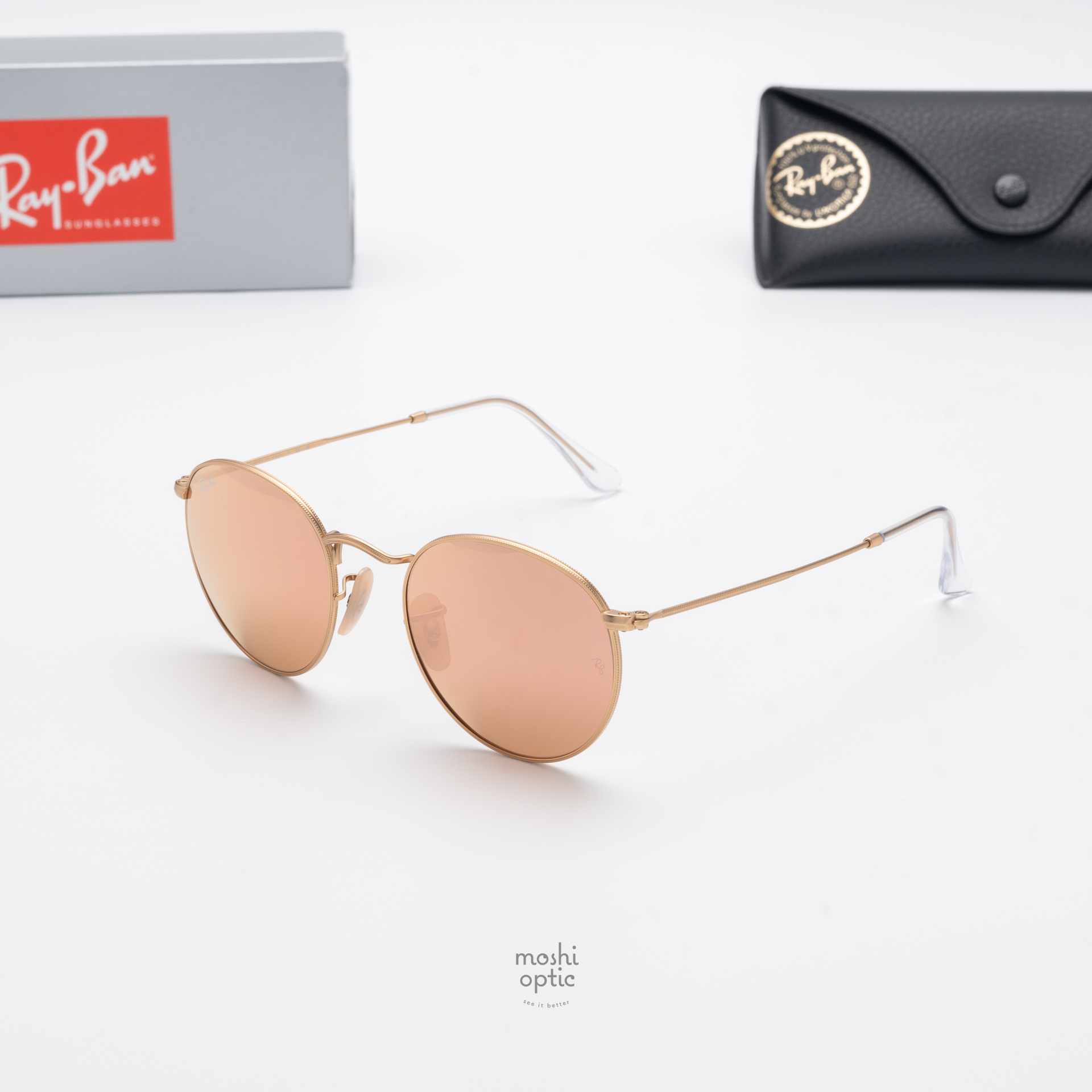 Ray Ban RB3447 112/Z2 Round metal pink mirror