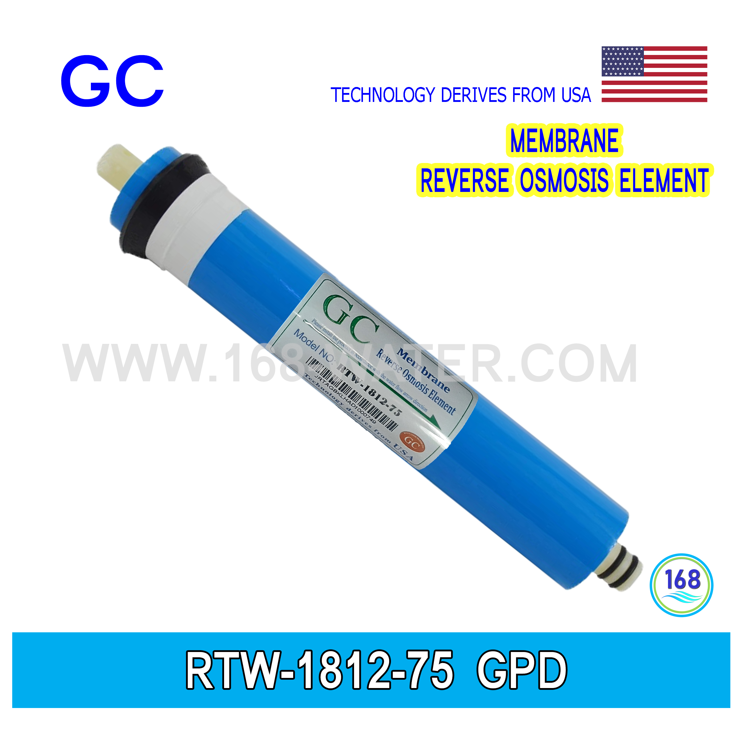 ไส้กรองน้ำ RO Membrane RO-1812-75 GPD (GC)