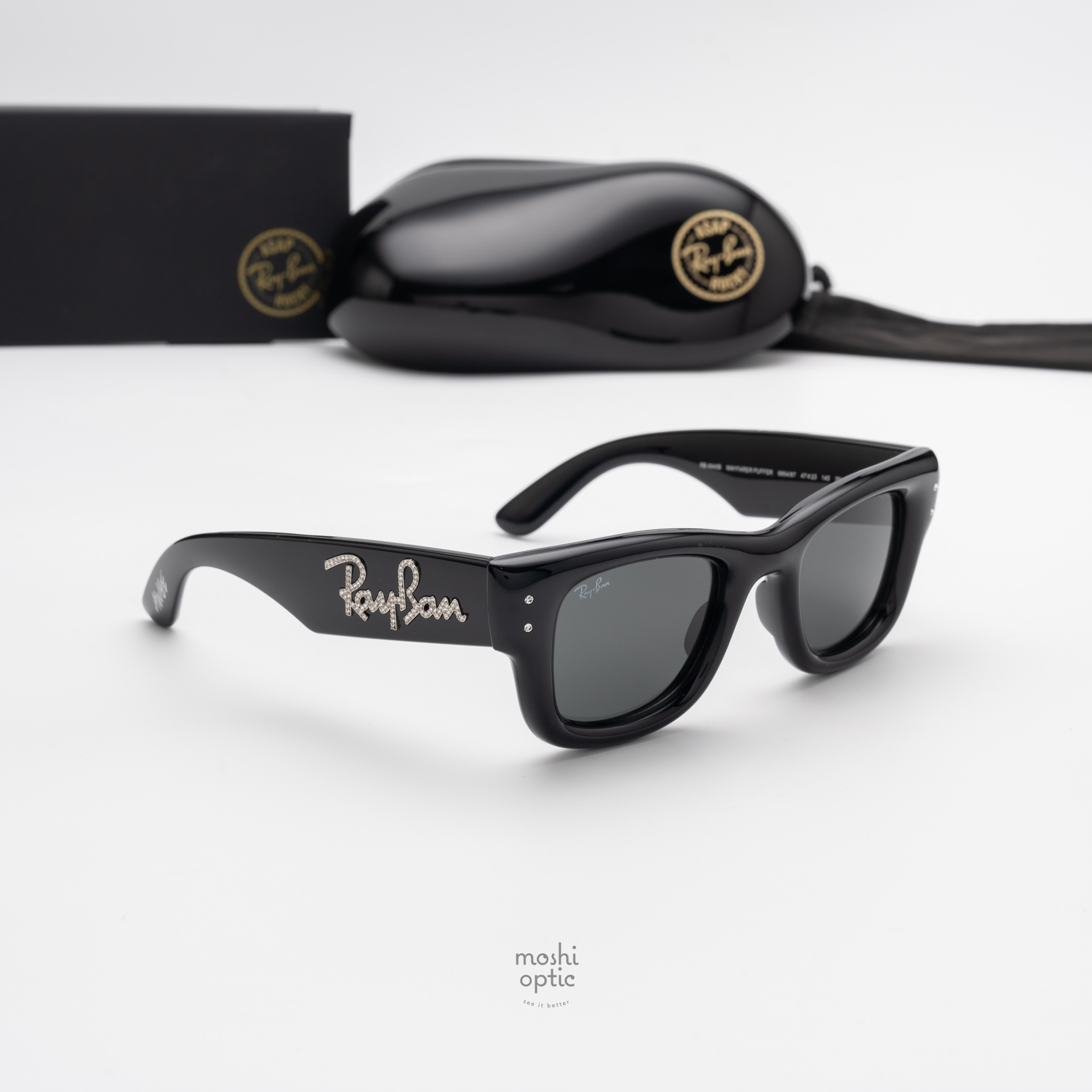 Ray Ban RB4940B Wayfarer Puffer 686487 Black & Strass