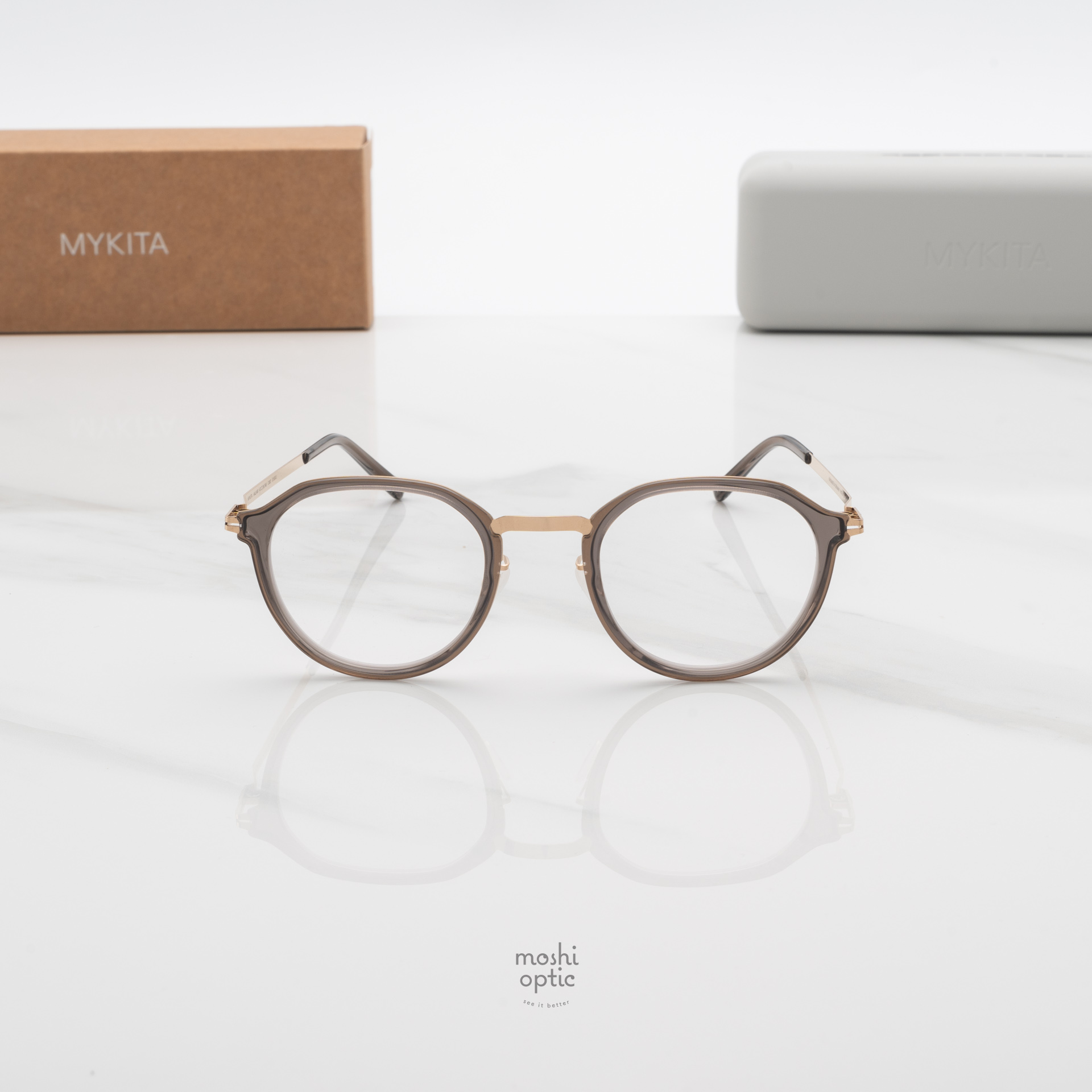 แว่นสายตา MYKITA HALVAR A83 Champagne Gold Clear Ash