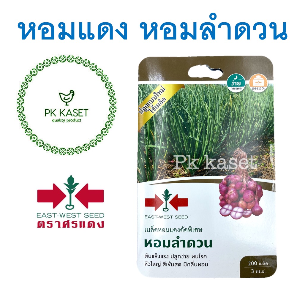 เมล็ดหอมแดง หอมลําดวน ตราศรแดง ซองแข็ง 200 เมล็ด ผักสวนครัว