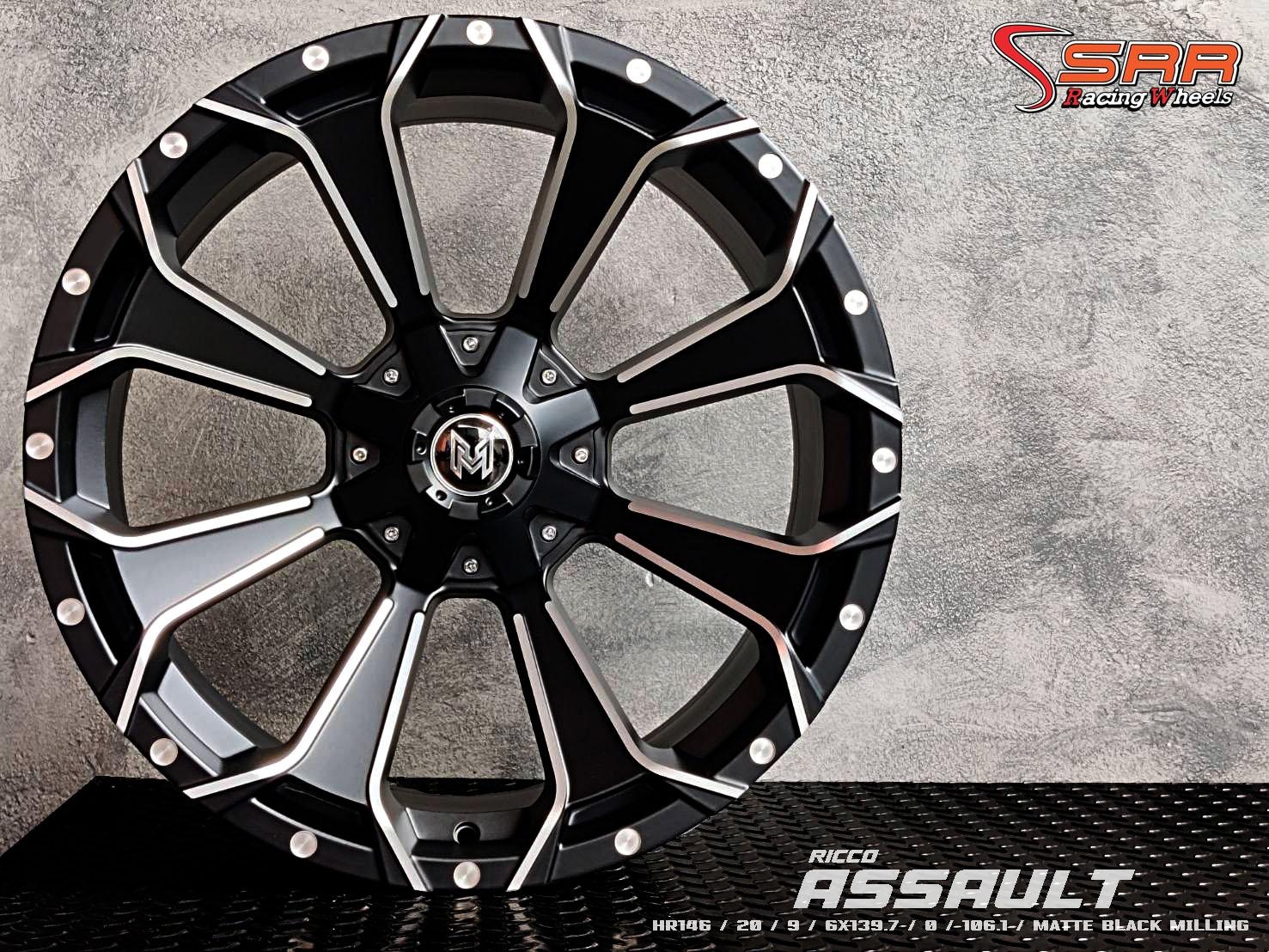 HR146 20X9 6X139.7 0 MATTE BLACK MILLING (ดำขลิบเงา)