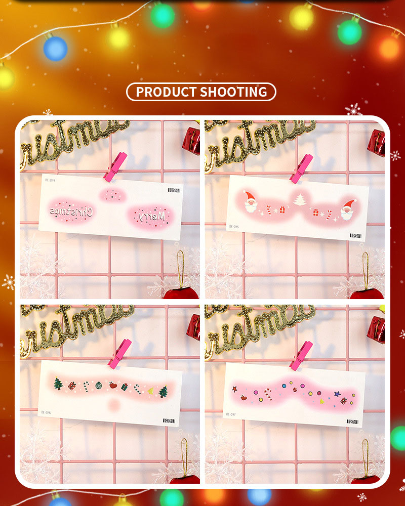 สติ๊กเกอร์ติดหน้า Tattoo Christmas แทททูติดหน้าธีมคริสต์มาส
