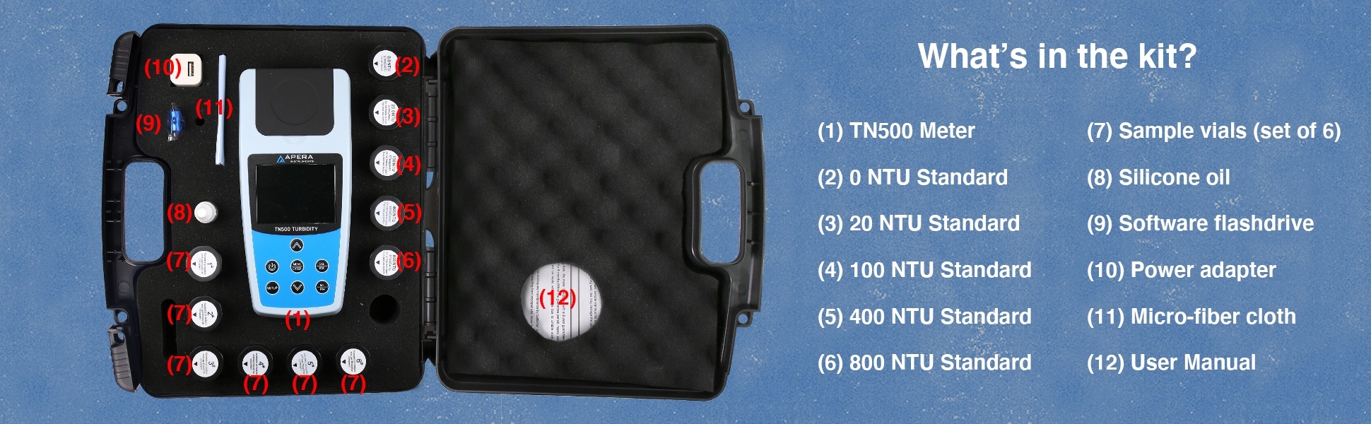 TN500 Portable White Light Turbidity Meter Kit, EPA 180.1 Compliant