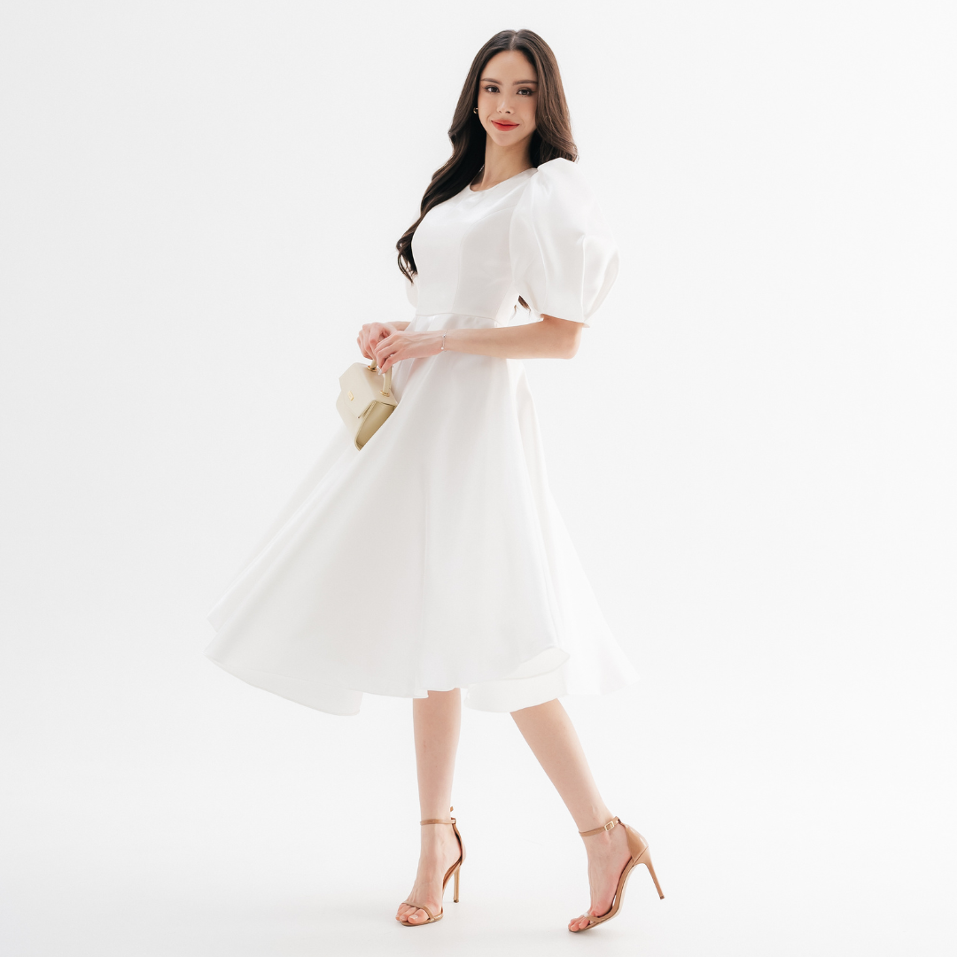 Lism D-111 The Duchess Flair Dress เดรสแขนพองทรงเจ้าหญิง