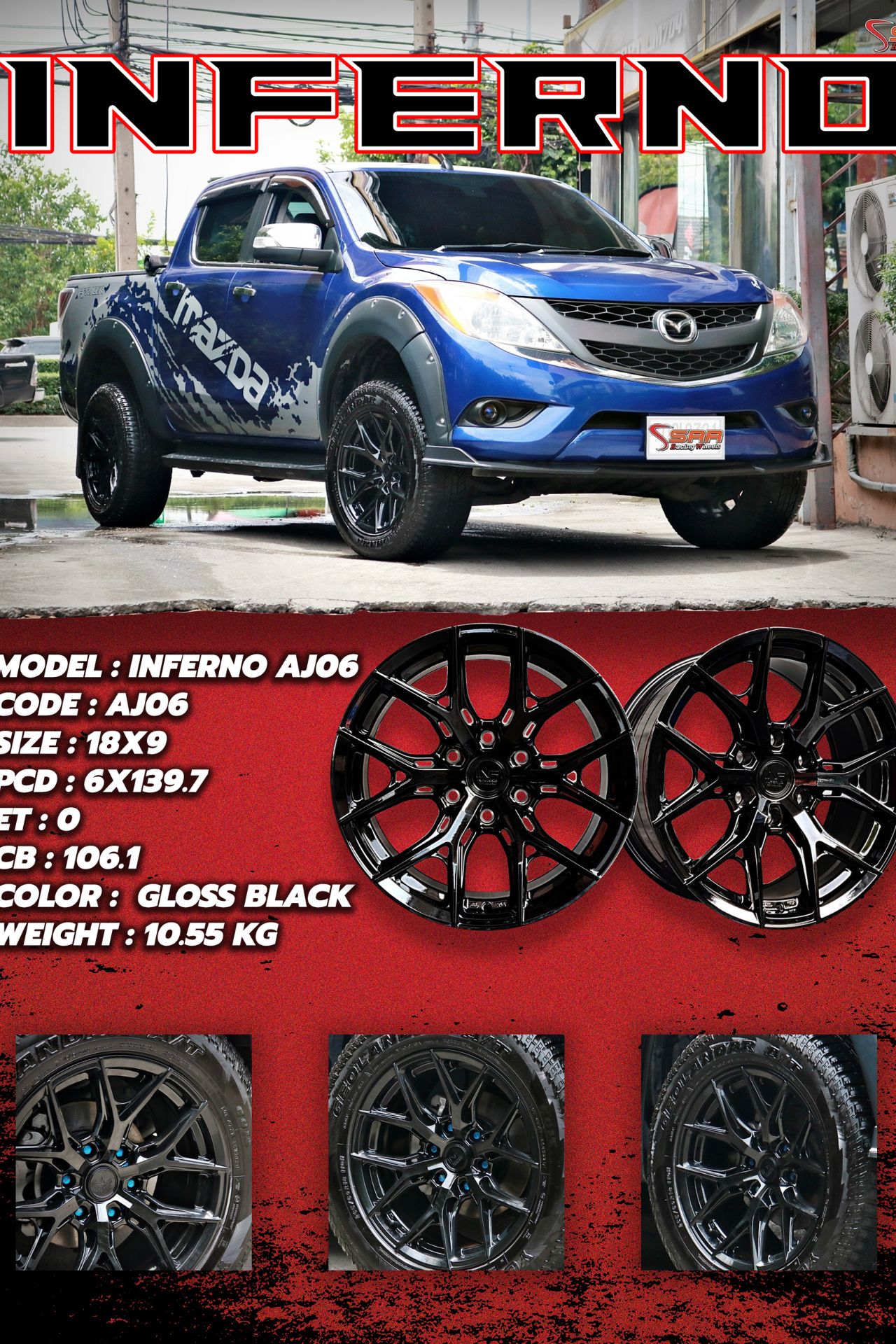 โปรโมชั่นล้อพร้อมยางขอบ18 สำหรับ รถกะบะ6รู และ รถSUV