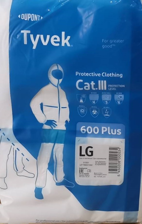 DuPont ชุดกันฝุ่นและสารเคมี รุ่น Tyvek 600 Plus Coverall