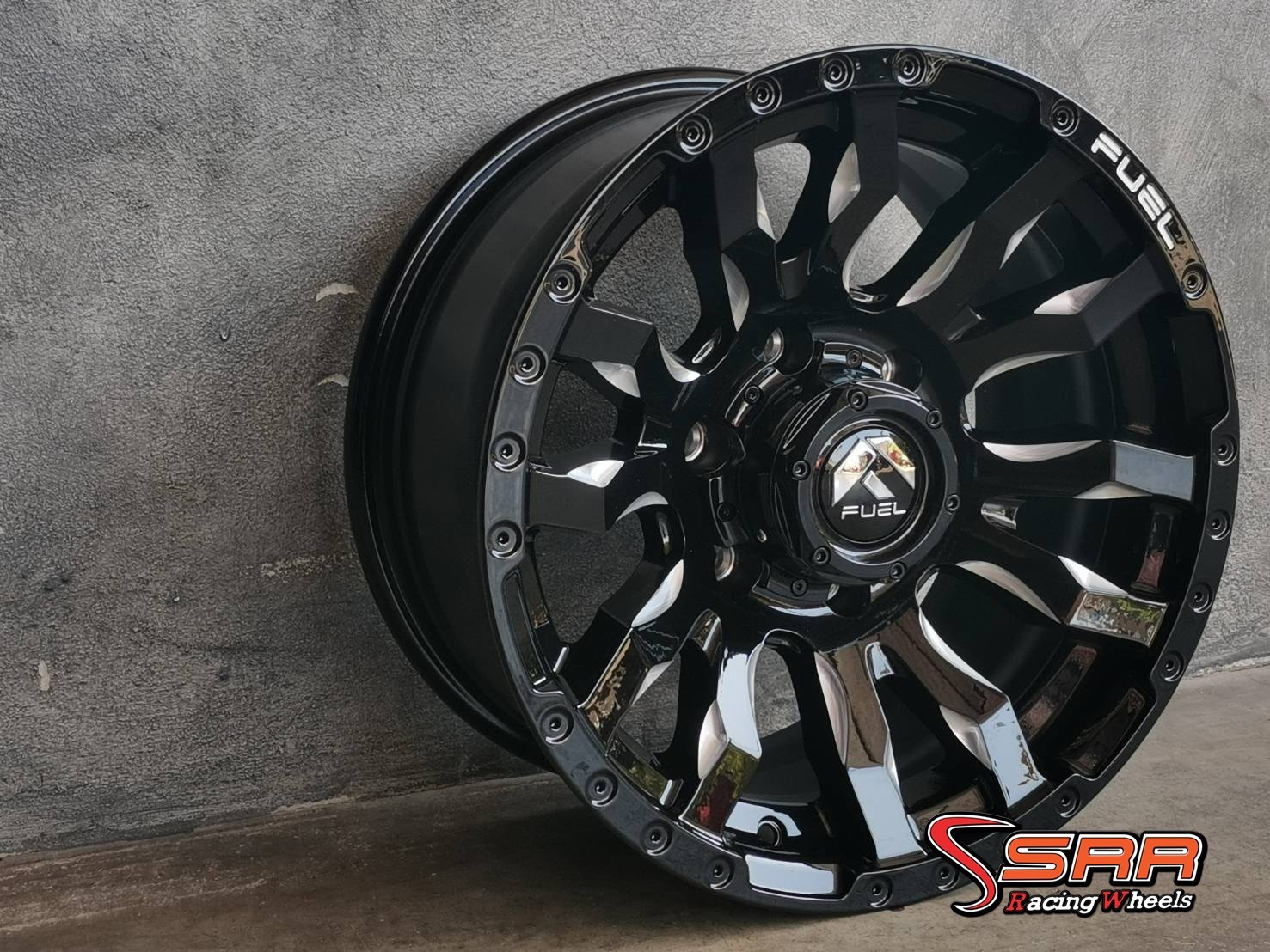 FUEL : BLITZ 16X8 6X139.7 1 GLOSSY BLACK MILLED (ดำเงาขลิปเงิน)