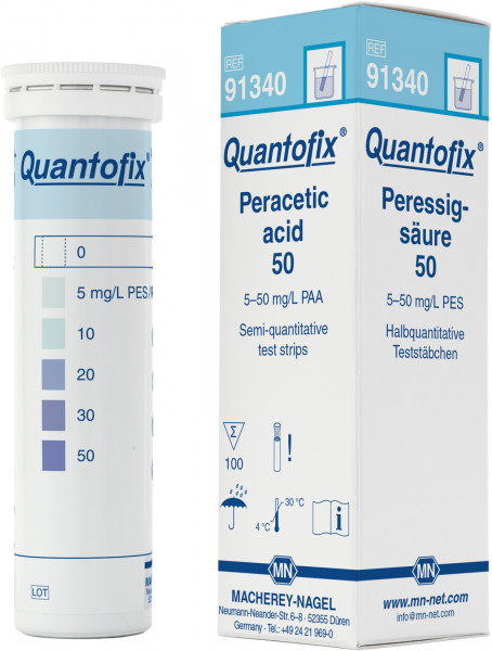QUANTOFIX® Peracetic acid 50 test strips 91340 กระดาษทดสอบกรดเปอร์อะซิติก 50