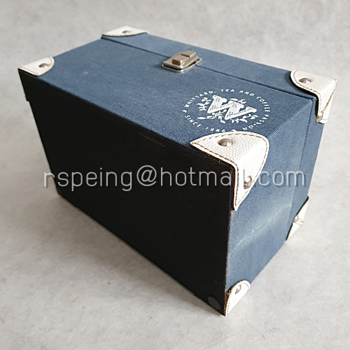 กล่องไม้บุผ้ายีนส์ มีหูหิ้ว Whittard Tea & Coffee Passion