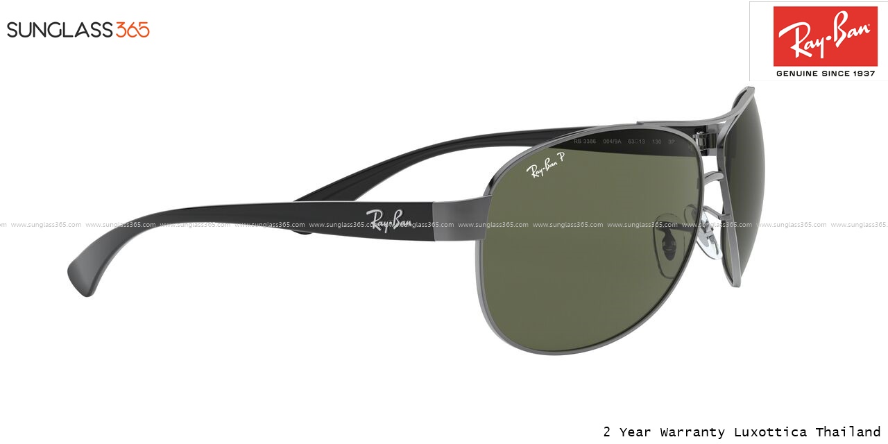 Ray Ban RB3386 004/9A gunmetal/Green polarized lens Aviator