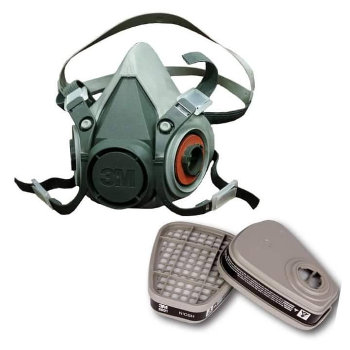 หน้ากากกรองคู่ สีเทา 3M 6200+ตลับกรอง 3M6001