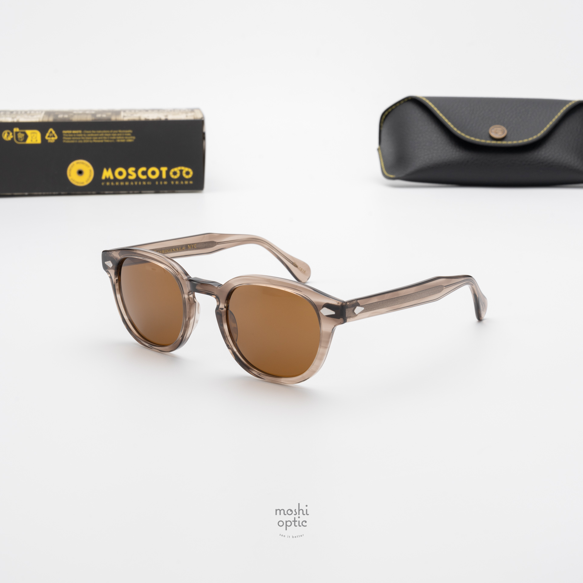 แว่นกันแดด Moscot Sun Lemtosh Brown Ash Cosmitan Brown