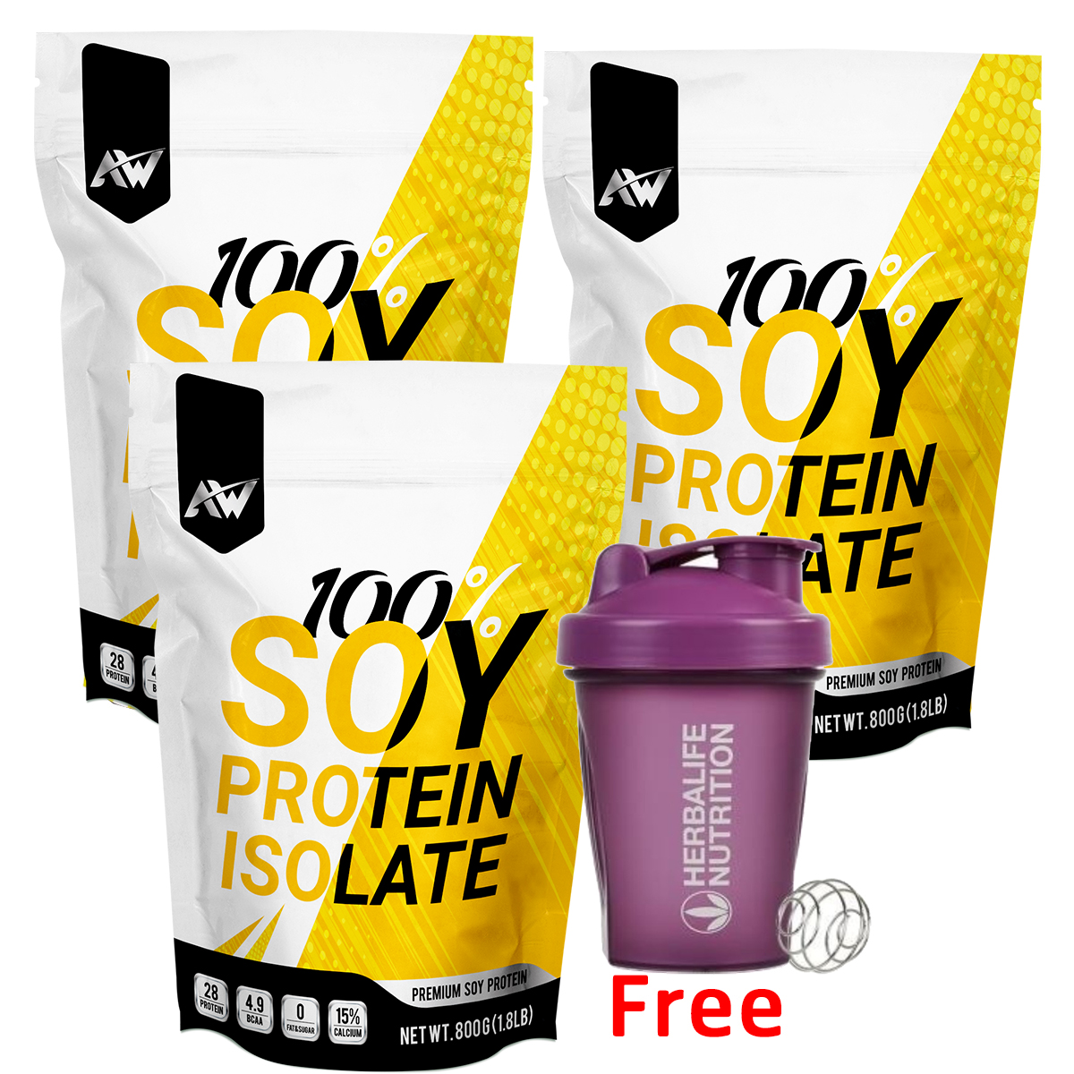 AW-SOY ISOLATE แพ็ค 3 ถุงฟรีแก้ว(สุ่มสี)
