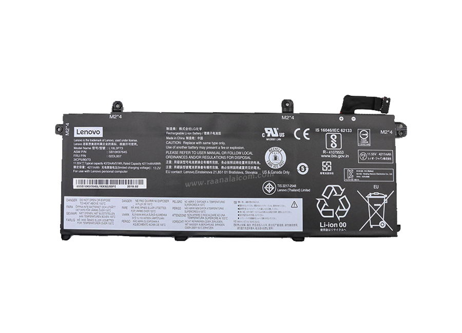 Battery Lenovo ThinkPad T490 Original L18L3P73 02DL007 5B10W13877 5B10W13907 ลด ราคา พิเศษ แบตเตอรี่โน๊ตบุ๊ค Lenovo ThinkPad T490