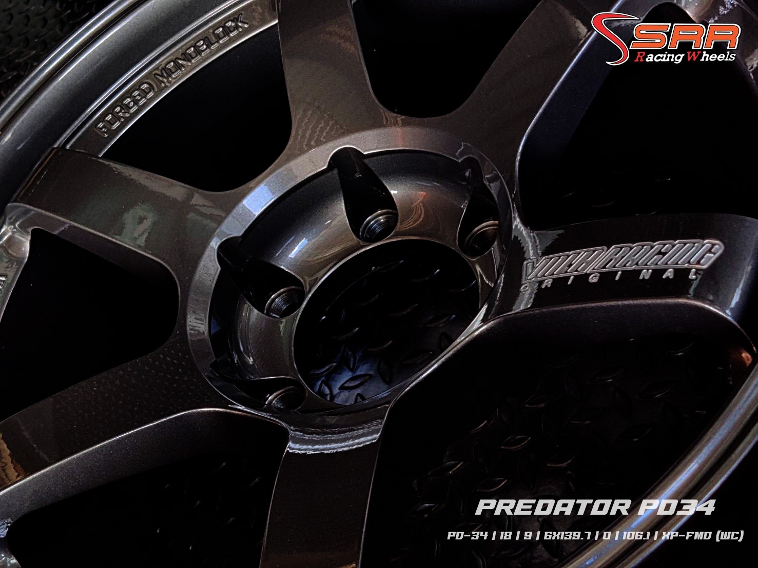 PREDATOR : TE37SUV 18X9 6X139.7 ET 0 XP-FMD (WC) สีกันเงาตัวหนังสือเงิน