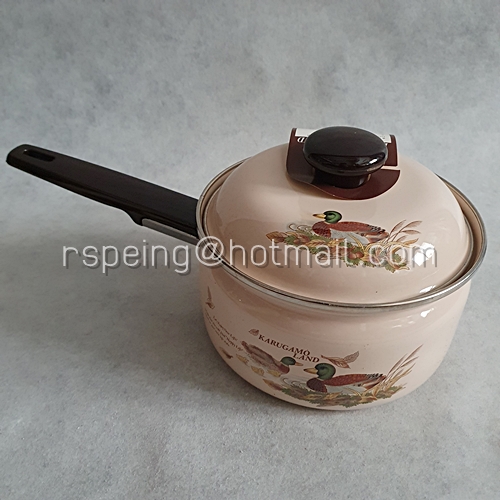 ชุดหม้ออีนาเมล 2 ใบ ลายนกเป็ดน้ำ Karugamo Land สีชมพูพาสเทล