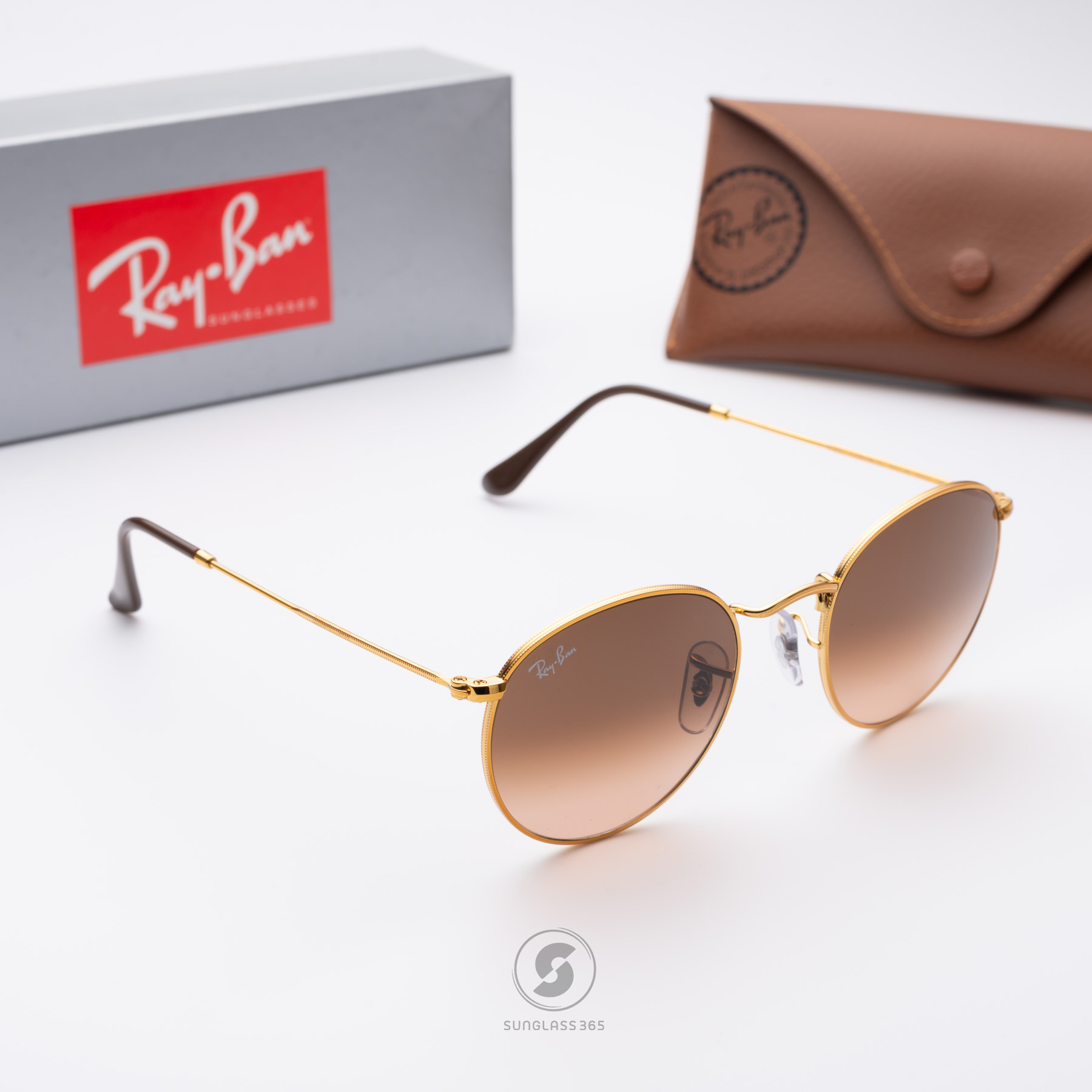Ray-Ban RB3447 9001/A5 Round metal Light bronze/Brown gradient