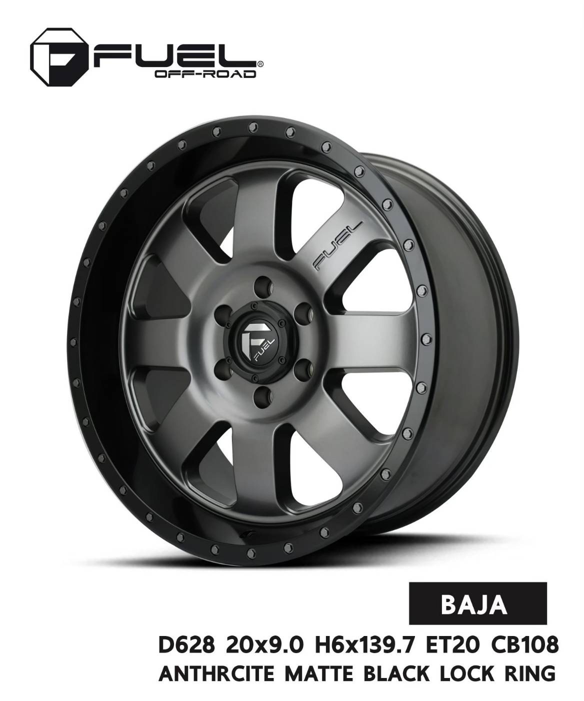 ล้อแม็ก USA. แท้ FUEL BAJA D628 20x9 6x139.7 ET+20
