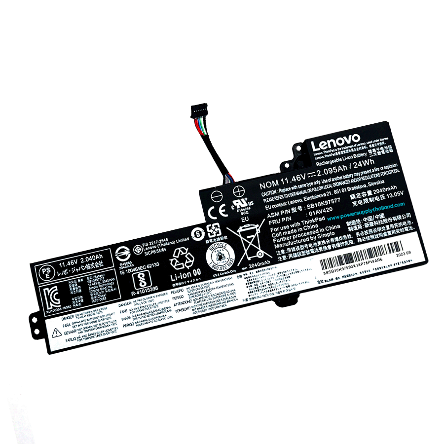 Battery Lenovo ThinkPad T480 Series Original 01AV419 ลด ราคา พิเศษ แบตเตอรี่ โน๊ตบุ๊ค Lenovo ThinkPad T480 Series ตรงรุ่น