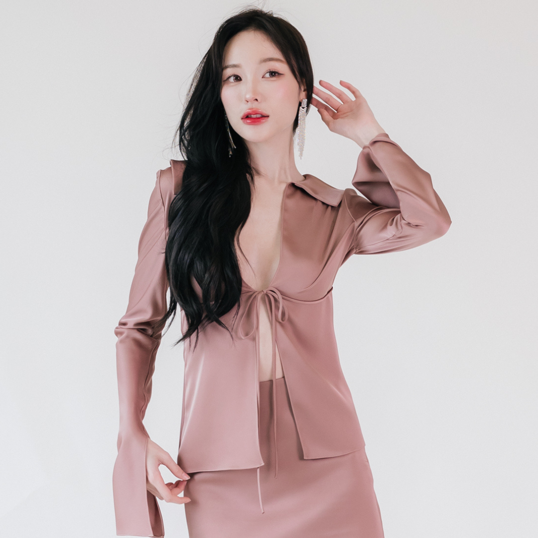 Lism S-068 The Silk Tie Front Shirt เสื้อเชิ้ตผูกหน้าสุดเก๋