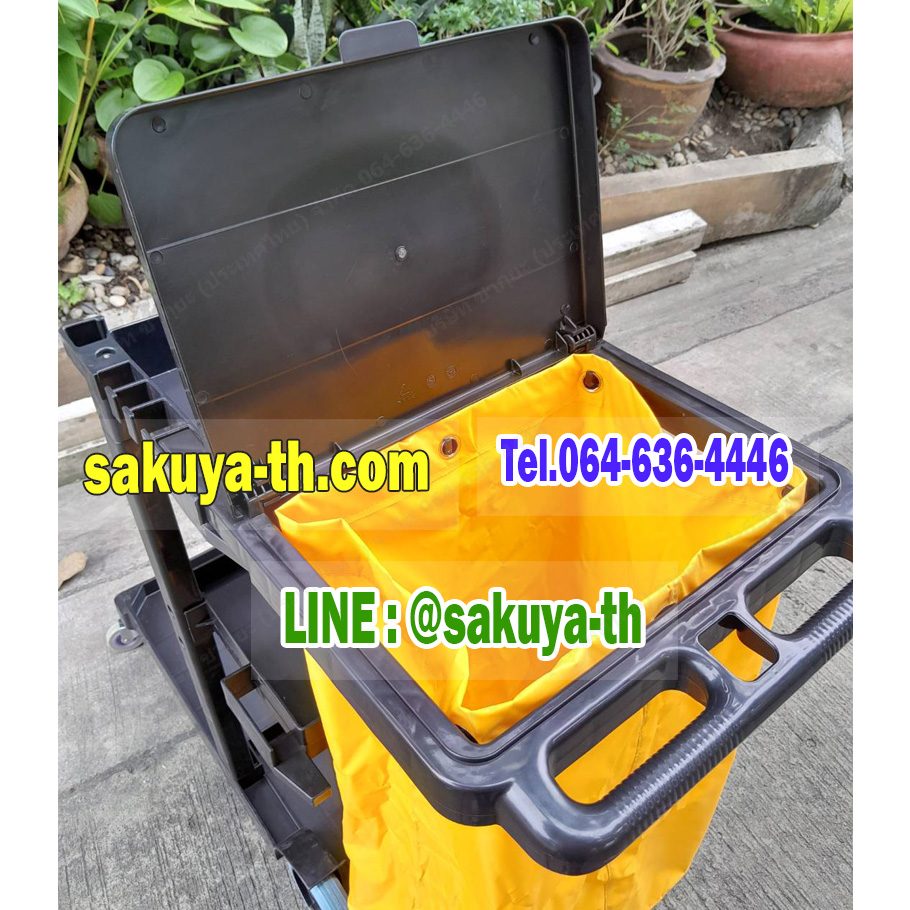 รถเข็นอุปกรณ์ สีดำ ถุงเหลือง