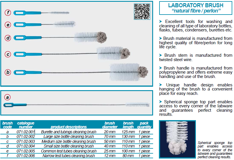 แปรงล้างขวดทดลอง CLEANING BRUSH - ISOLAB