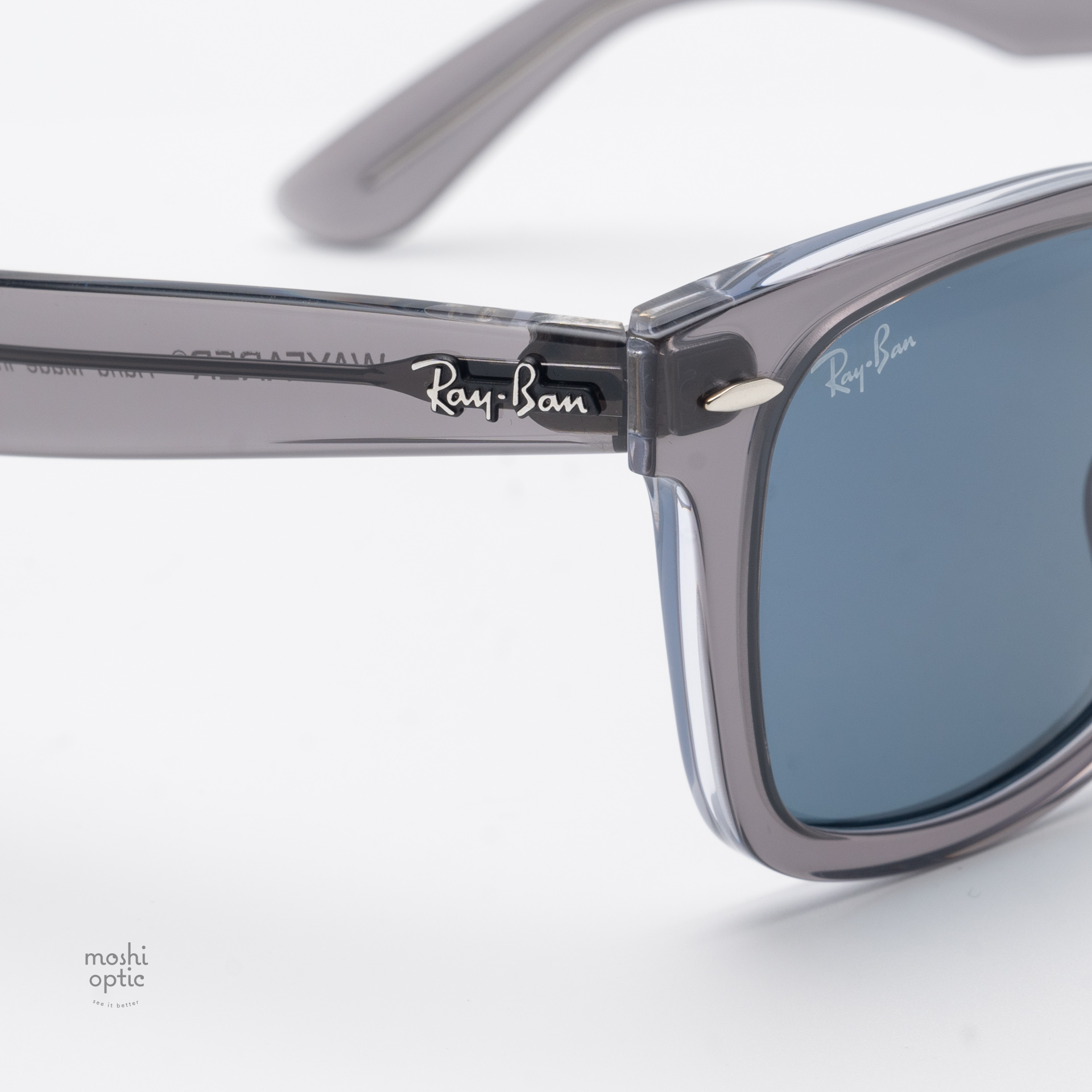 Ray-Ban RB2140F 1355R5 Wayfarer Blue Transparent Grey