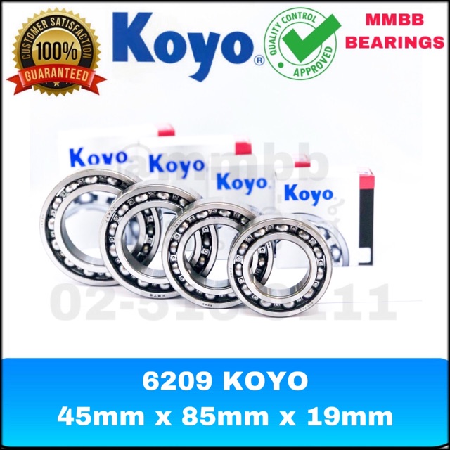 6209 KOYO ตลับลูกปืนเม็ดกลมร่องลึก ฝาเปิด 2ข้าง ขนาด 45mm x 85mm x 19mm