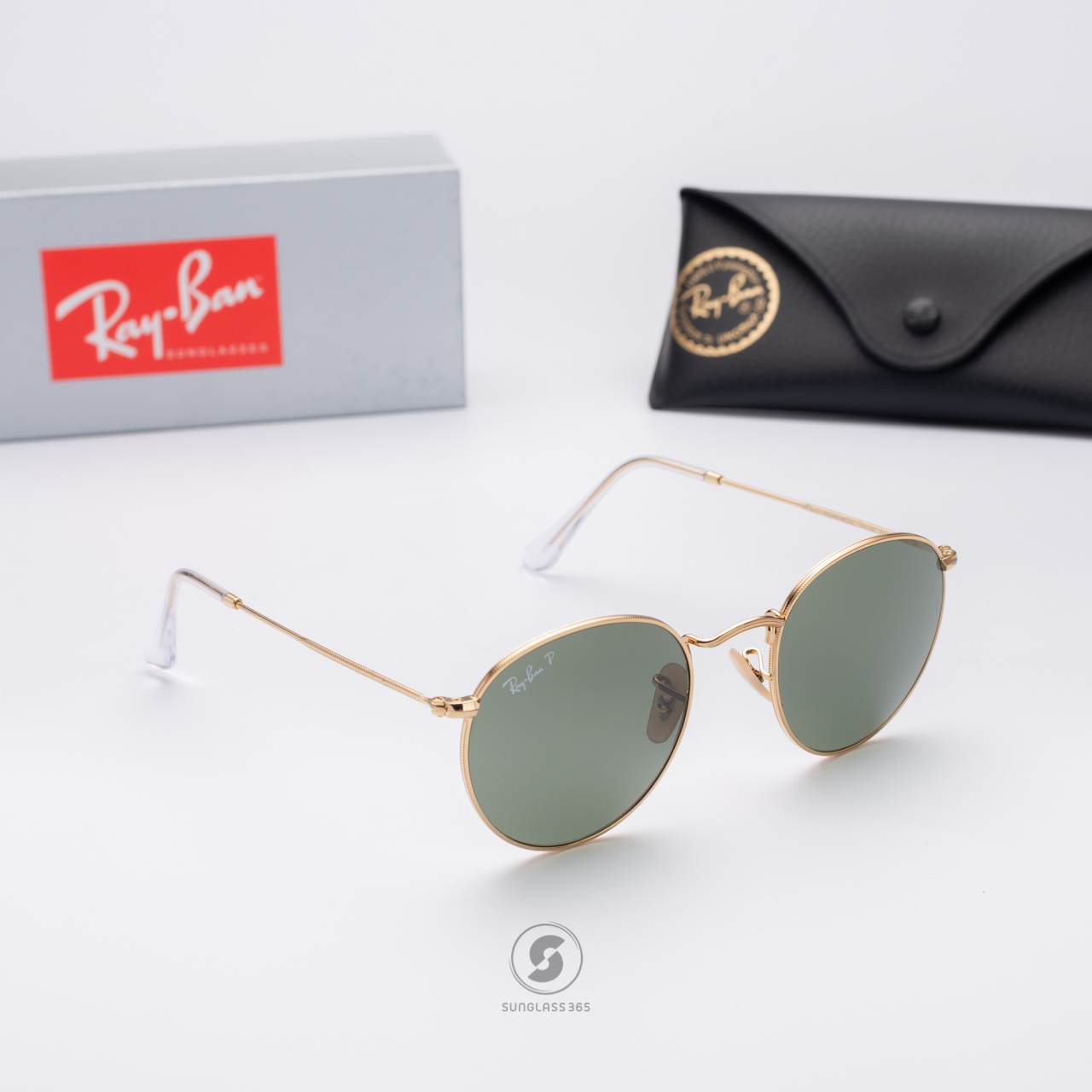 RayBan RB3447 001/58 Round Metal Polarized Green