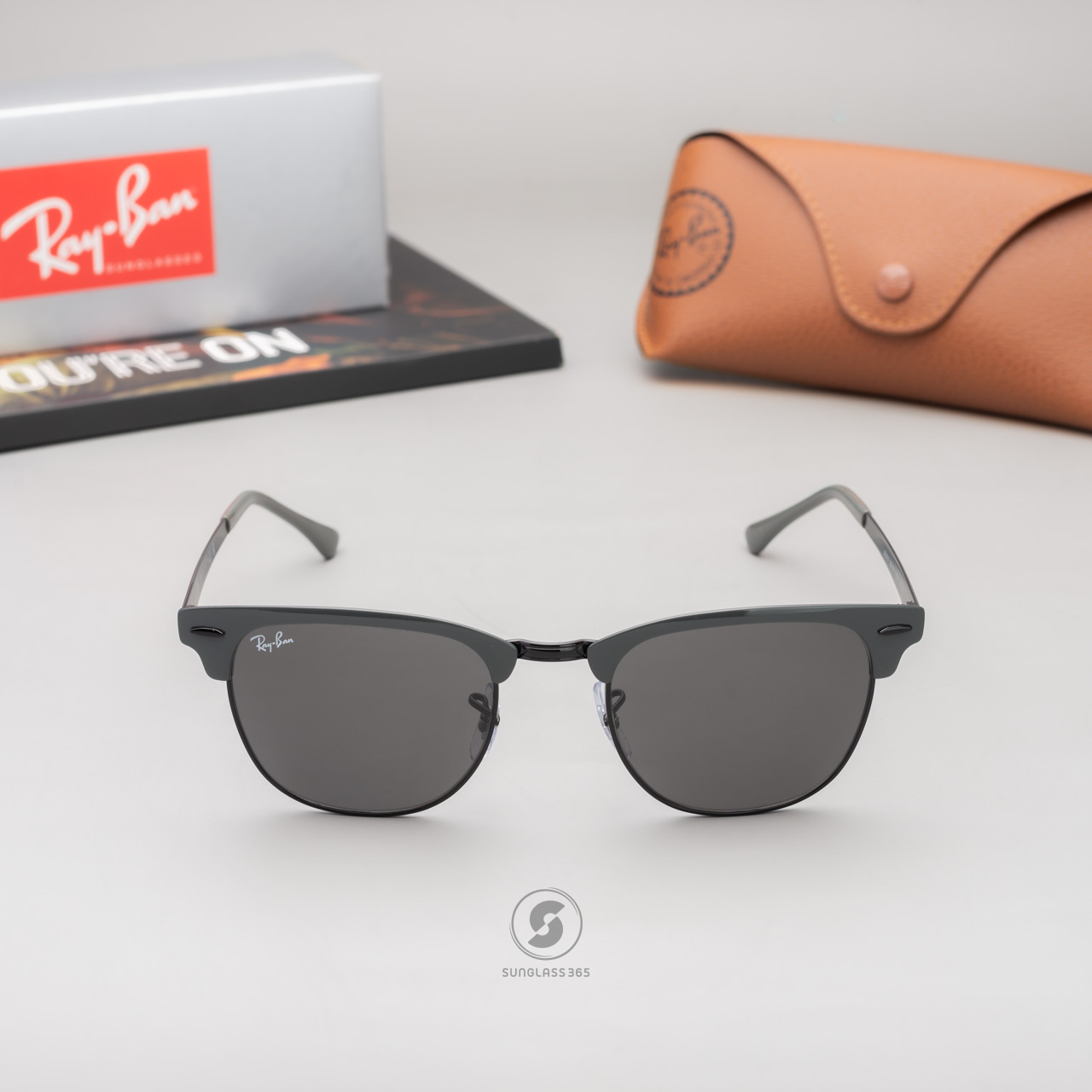 Ray-Ban RB3716 9256B1 Clubmaster Metal Grey on Black