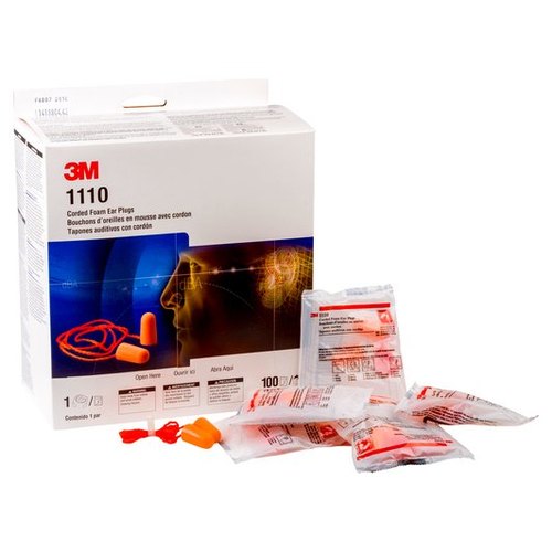 3M 1110 โฟมอุดหูลดเสียง ชนิดมีสาย 1 กล่อง ( 100 คู่)