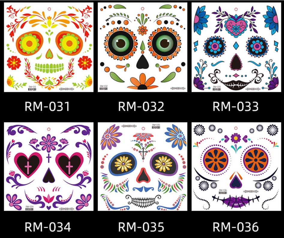 Tattoo Halloween สติ๊กเกอร์แต่งหน้าลายฮาโลวีน #G