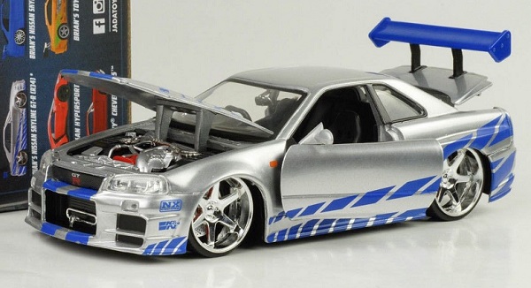 พรีออเดอร์ Jada โมเดลรถ โมเดลรถยนต์ ฟาส "Fast" 2002 gtr r 34 สเกล 1:24
