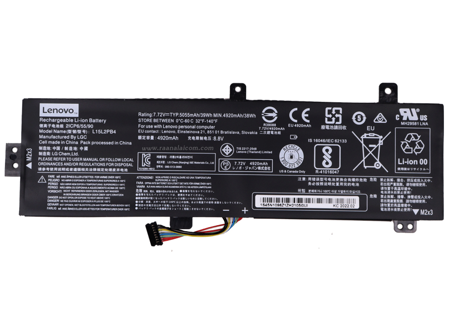 Battery Lenovo L15L2PB4 7.72V 38Wh Original L15L2PB4 ตรงรุ่น ราคา พิเศษ แบตเตอรี่ Lenovo IdeaPad 310-14IKB(80TU002SPH) 38Wh ตรงรุ่น ตรงสเปค ลด ราคา พิเศษ