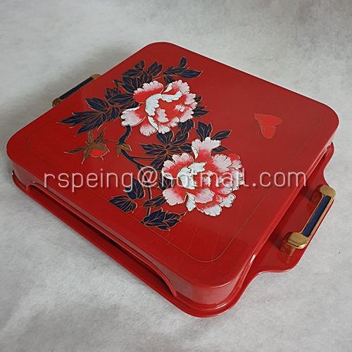 กล่องข้าวญี่ปุ่น โรบินสัน Robinson Bento Box สีแดงลายดอกไม้