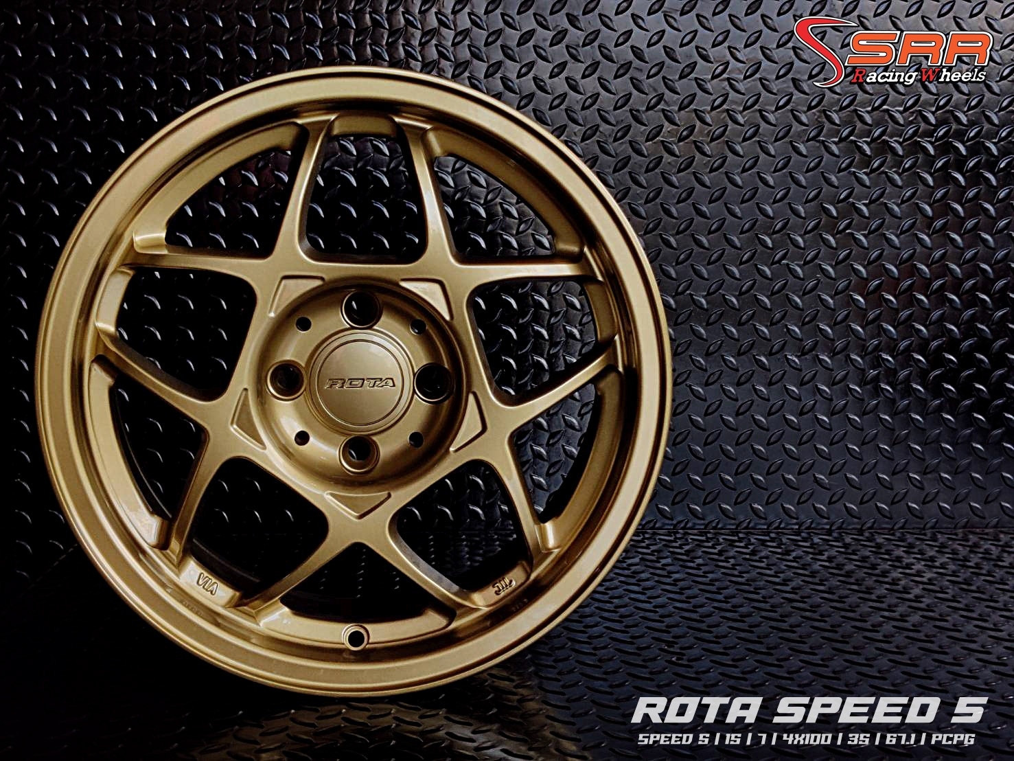 ROTA : SPEED5 15X7 4X100 67.1 PCPG (ทอง)