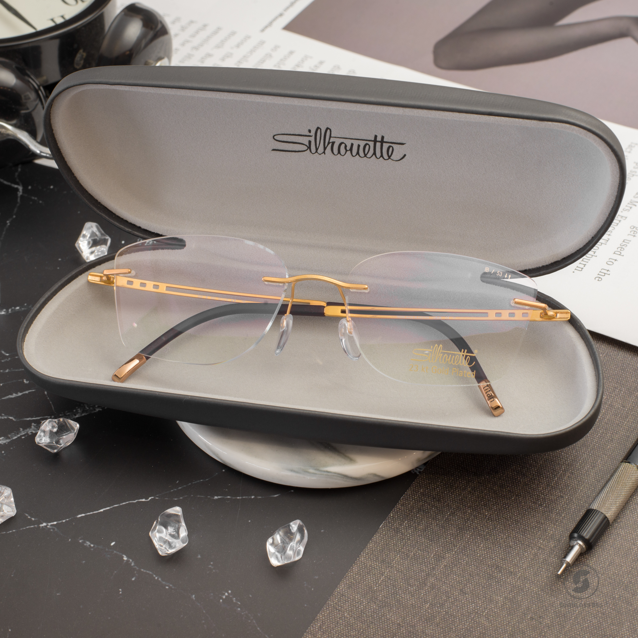 กรอบแว่น Silhouette Crystal Diva IB 23kt Gold Plated