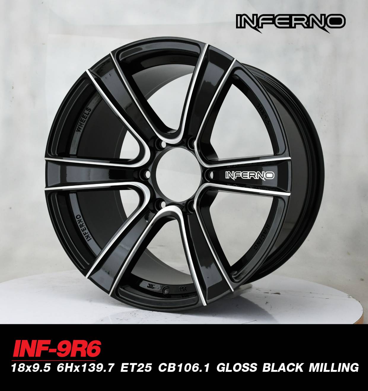 สินค้าใหม่ ล้อแท้ INFERNO ขอบ18 พร้อมยาง FALKEN ZE912 ชุดละ 22500 ปกติ 38000 ทุกลาย