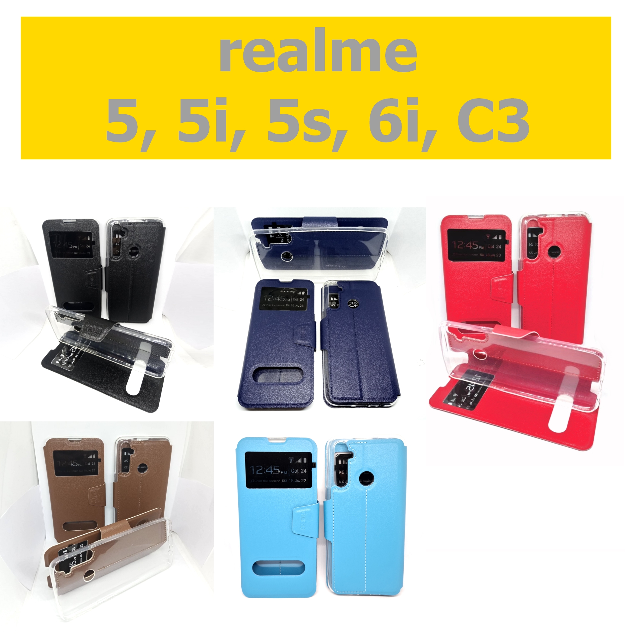 เคสพับ realme 5, 5i, 5s, 6i, C3 - เคสฝาพับ โชว์เบอร์ ตั้งได้