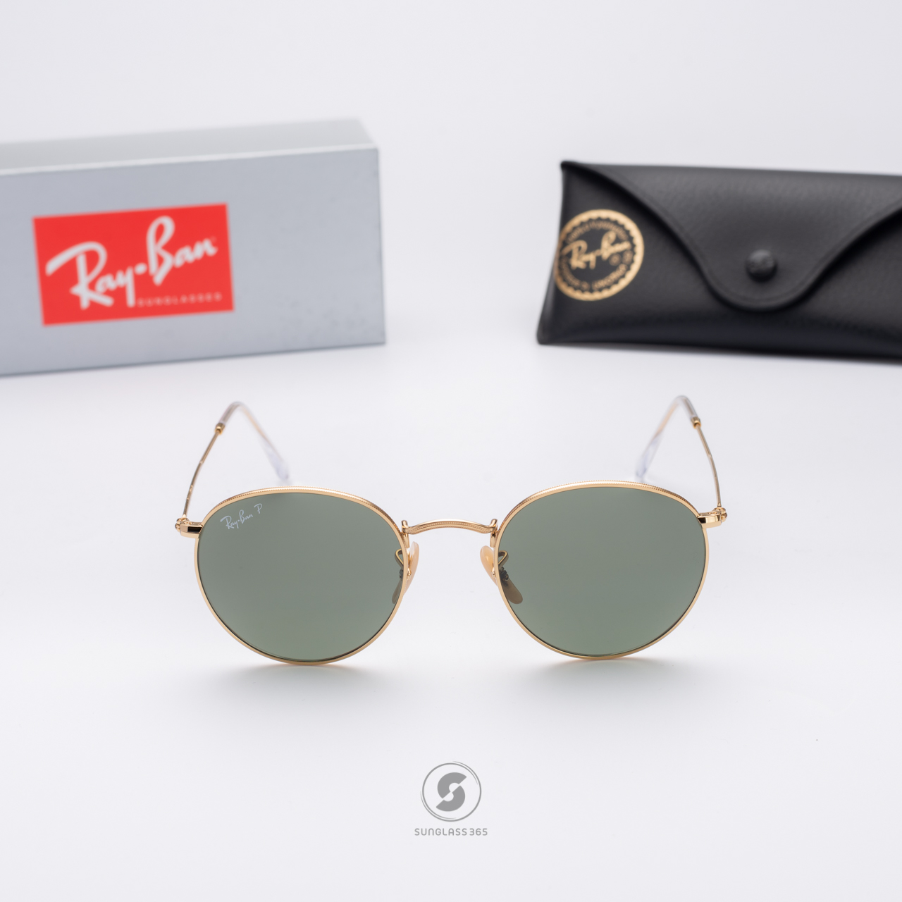 RayBan RB3447 001/58 Round Metal Polarized Green