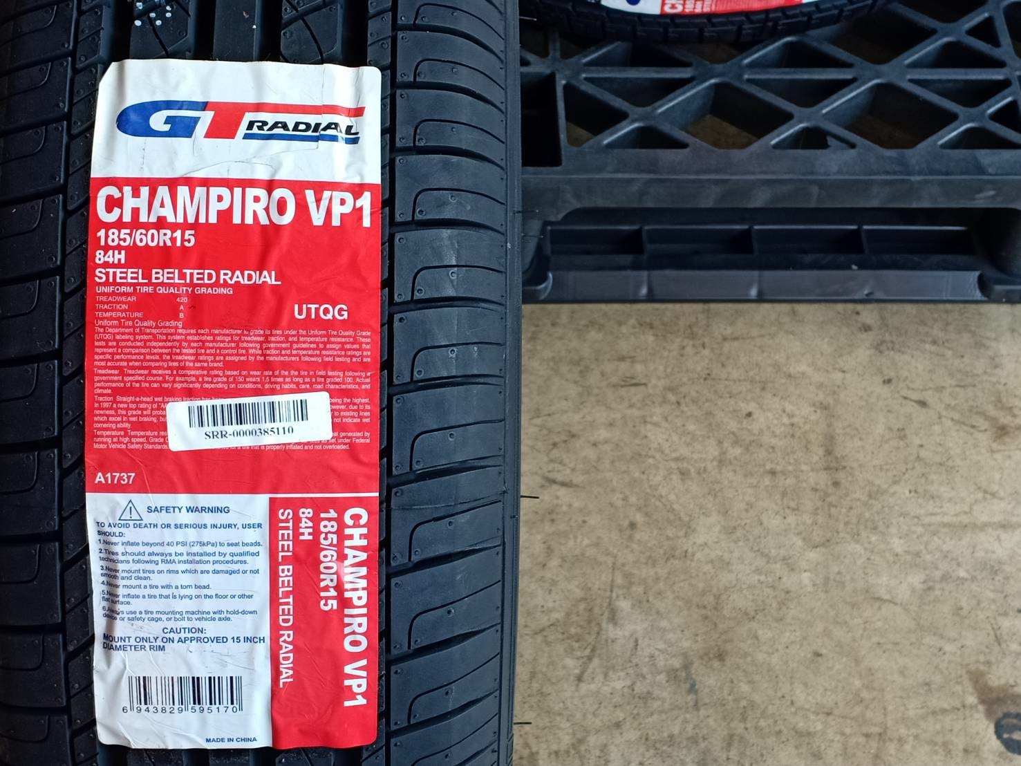 GT-RADIAL 185/60R15 CHAMPIRO VP1 84H MADE IN CHINA